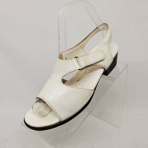 SAS Tripad Comfort White Leather Heeled Sandals Womens Size 7.5 N (Narrow Width)